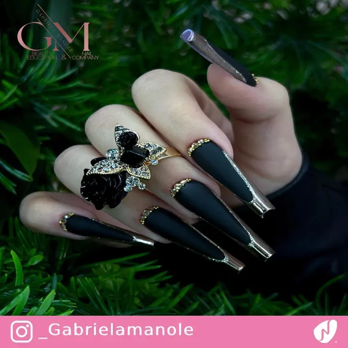 Extra Long Coffin Nails with Chrome Tips